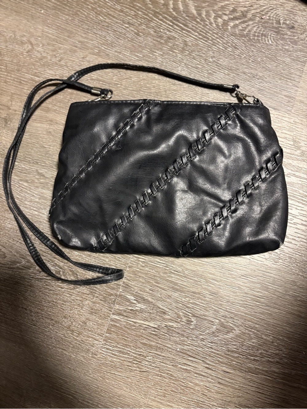 Black Leather Crossbody Clutch - Classic Women's Bag